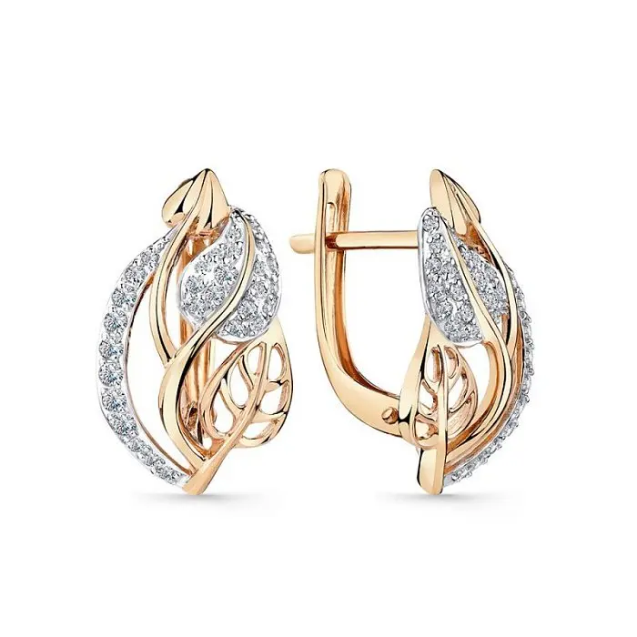 Серьги с английским замком из красного золота