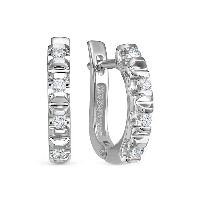 Серьги с английским замком из белого золота