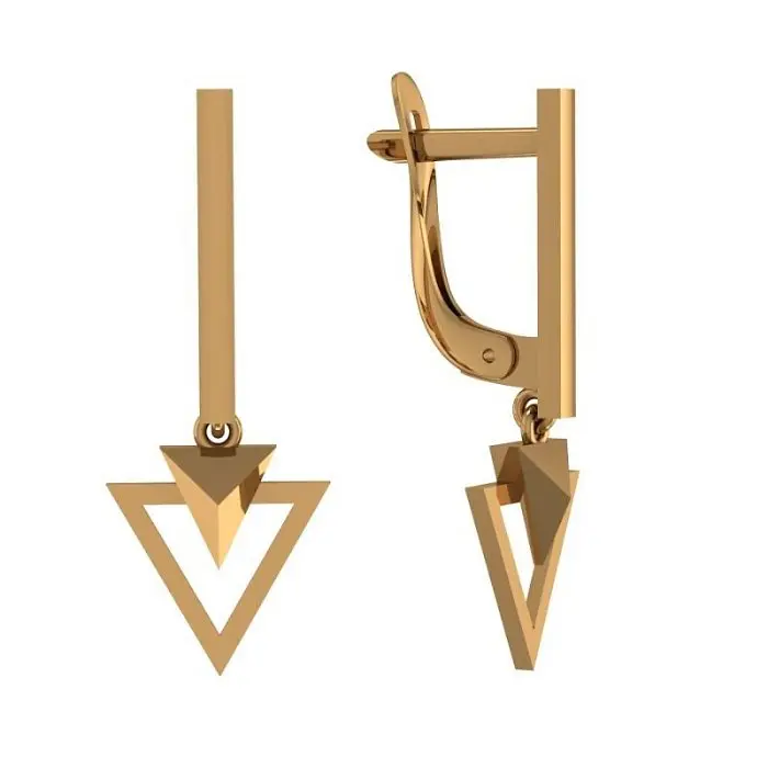 Серьги подвесные из красного золота