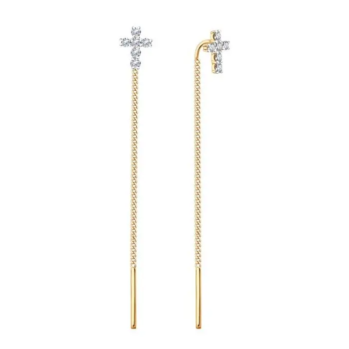 Серьги цепочки из красного золота