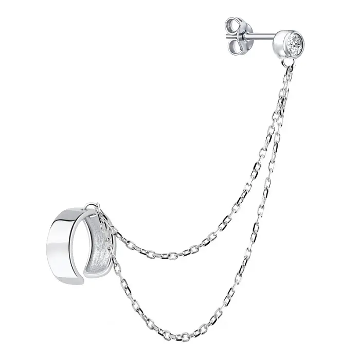 Серьги одиночные из серебра