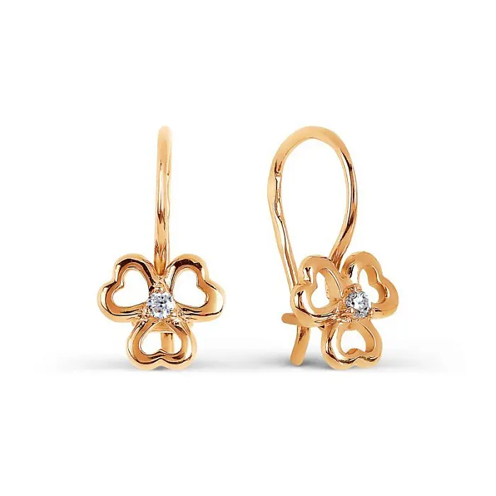 Серьги детские из красного золота