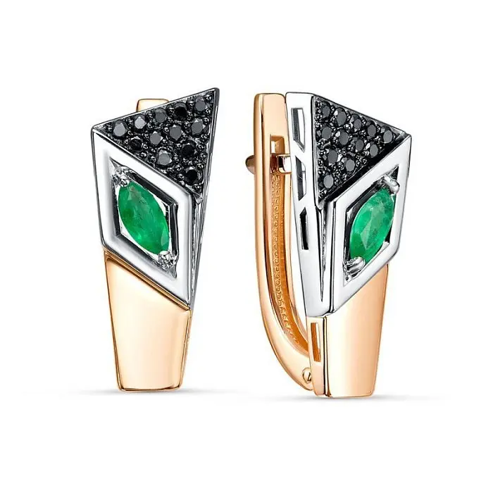 Серьги с английским замком из комбинированного золота