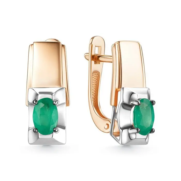 Серьги с английским замком из комбинированного золота