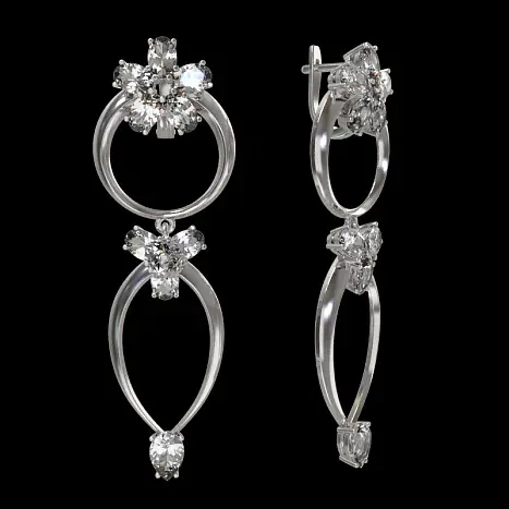 Серьги подвесные из серебра
