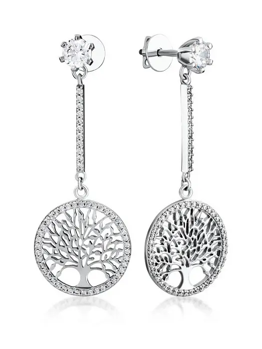 Серьги подвесные из серебра