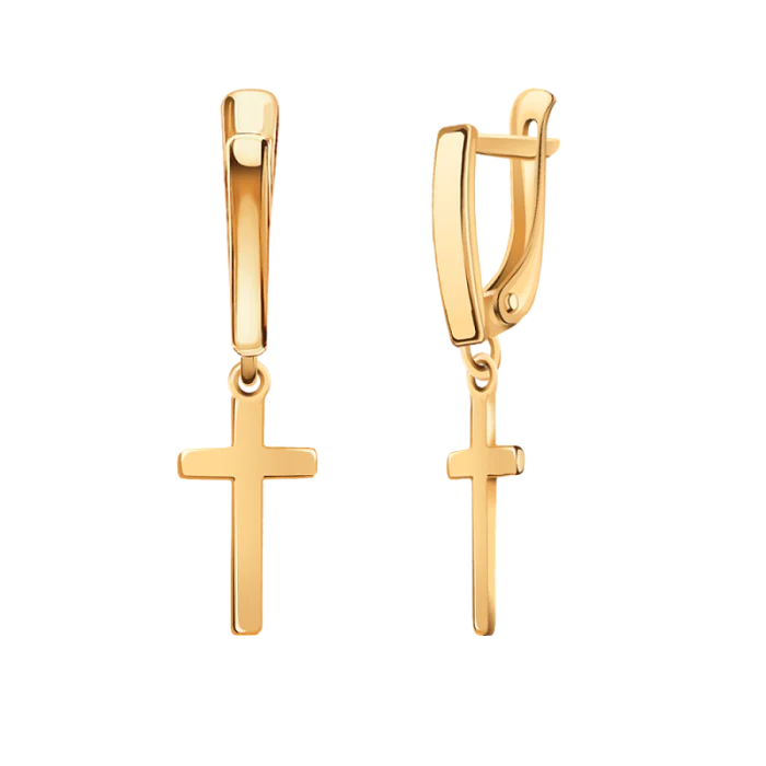 Серьги подвесные из красного золота