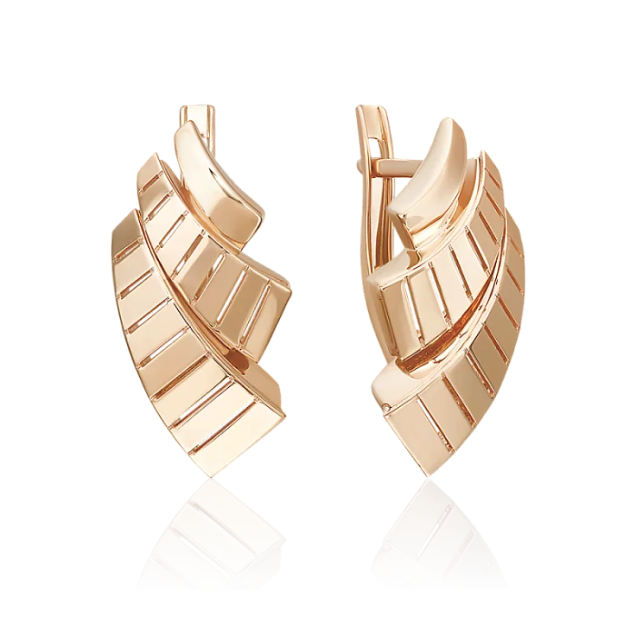 Серьги подвесные из красного золота