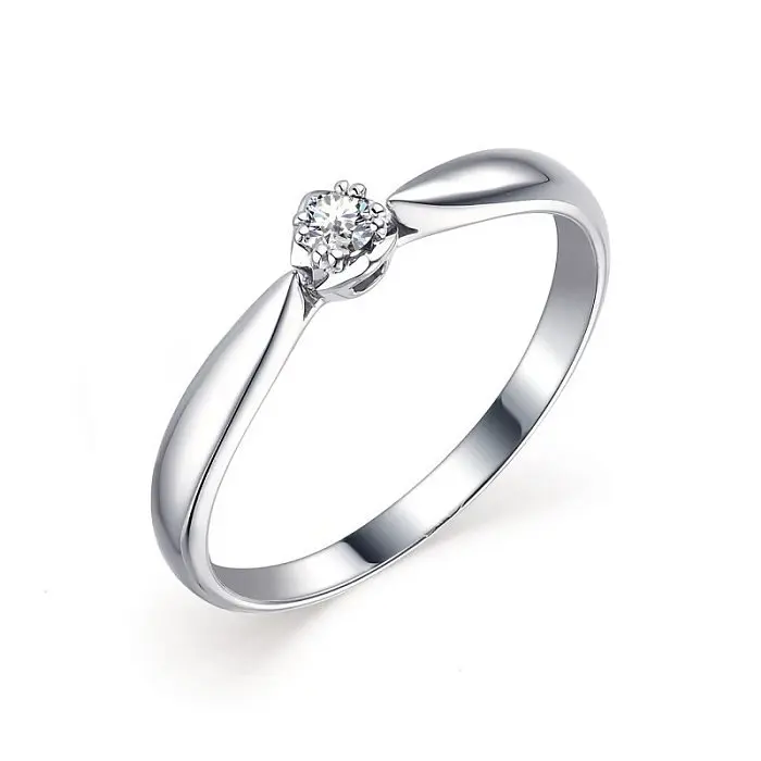 Кольцо помолвочное из белого золота