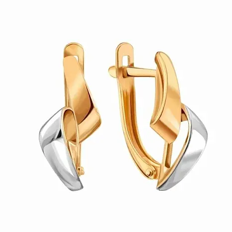 Серьги с английским замком из комбинированного золота