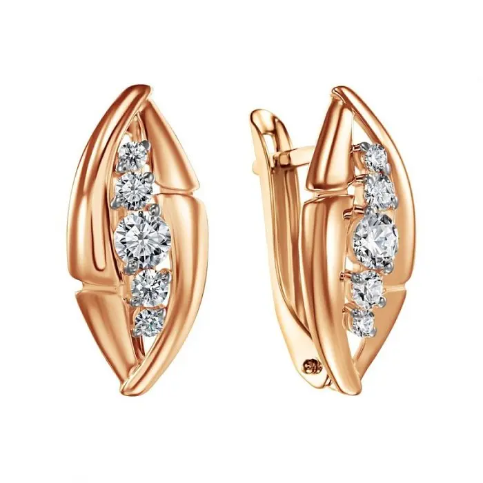 Серьги с английским замком из красного золота