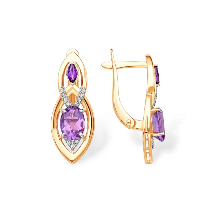 Серьги с английским замком из красного золота