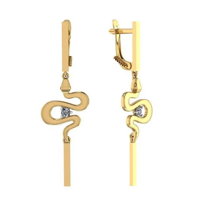 Серьги подвесные из красного золота