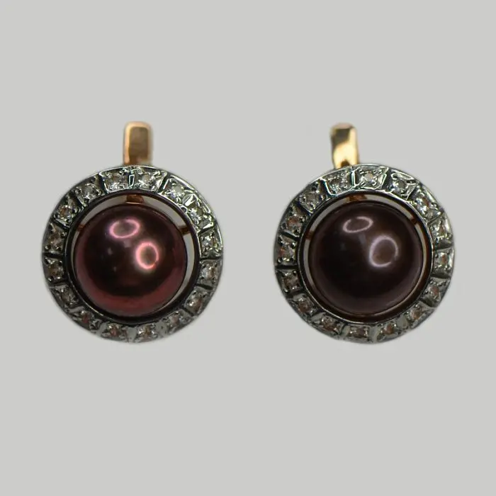 Серьги с английским замком из комбинированного золота