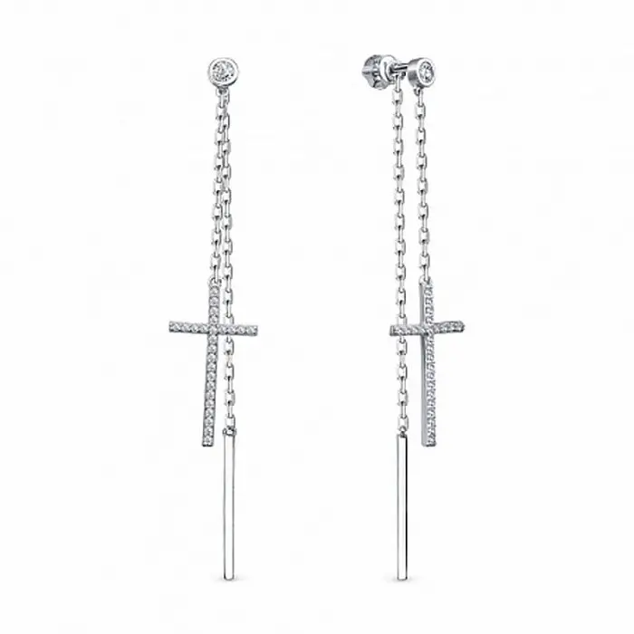 Серьги подвесные из серебра