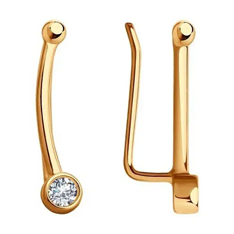 Серьги зажимы из красного золота