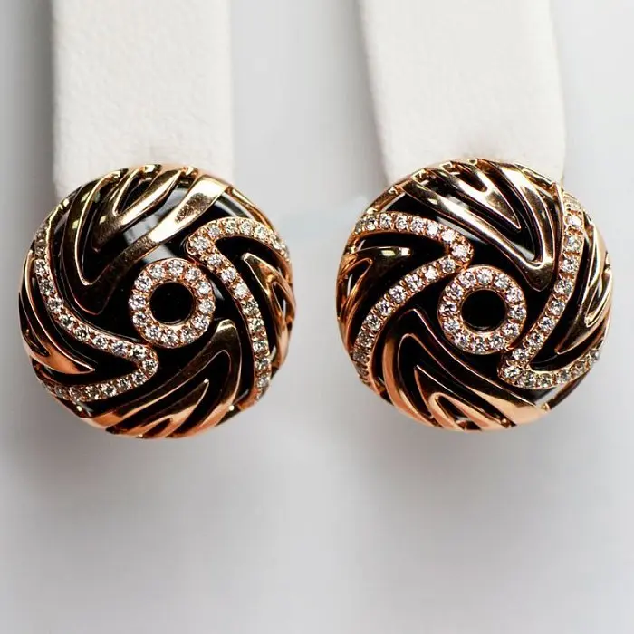 Серьги с английским замком из красного золота вид 1