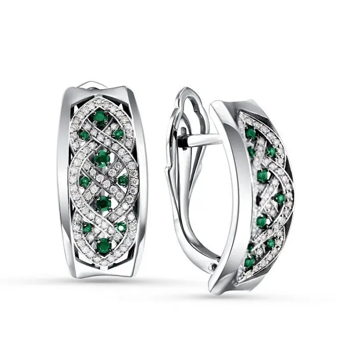 Серьги с английским замком из белого золота