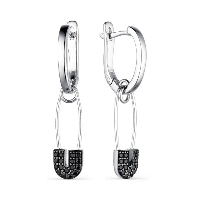 Серьги подвесные из серебра