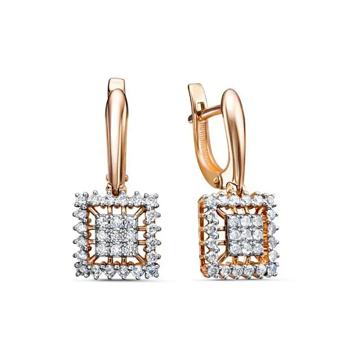 Серьги подвесные из белого золота