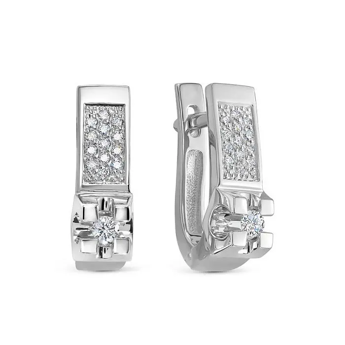 Серьги с английским замком из белого золота