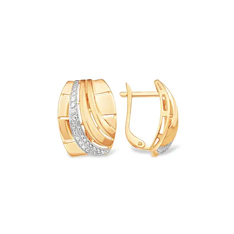 Серьги с английским замком из красного золота