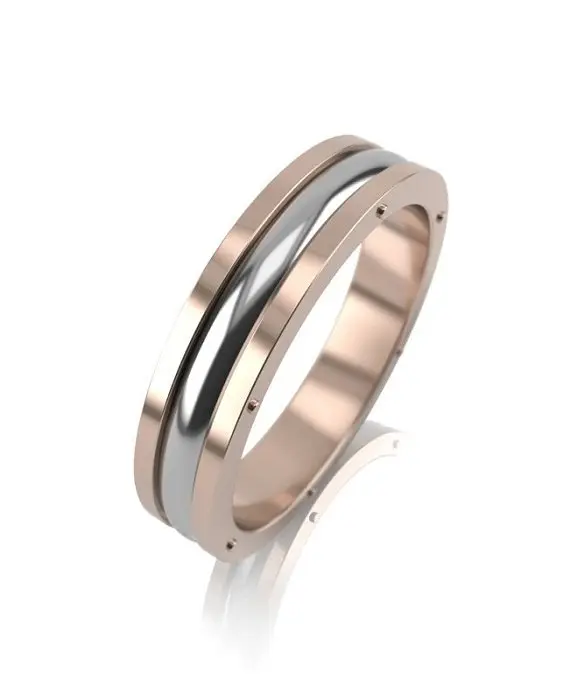 Кольцо обручальное из комбинированного золота вид 1