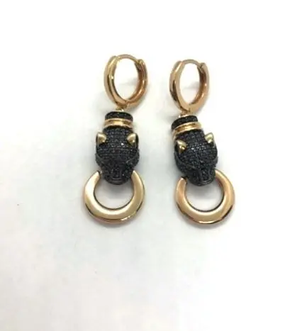 Серьги подвесные из красного золота