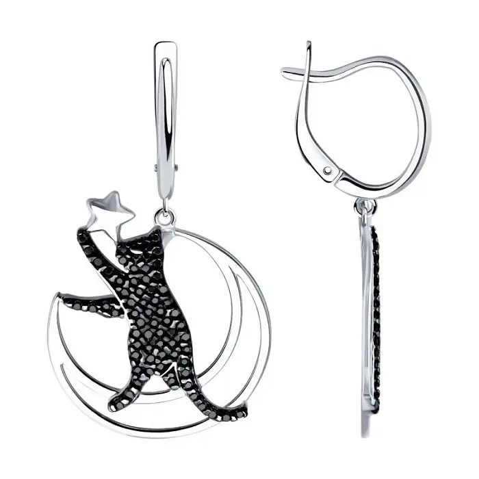 Серьги подвесные из серебра