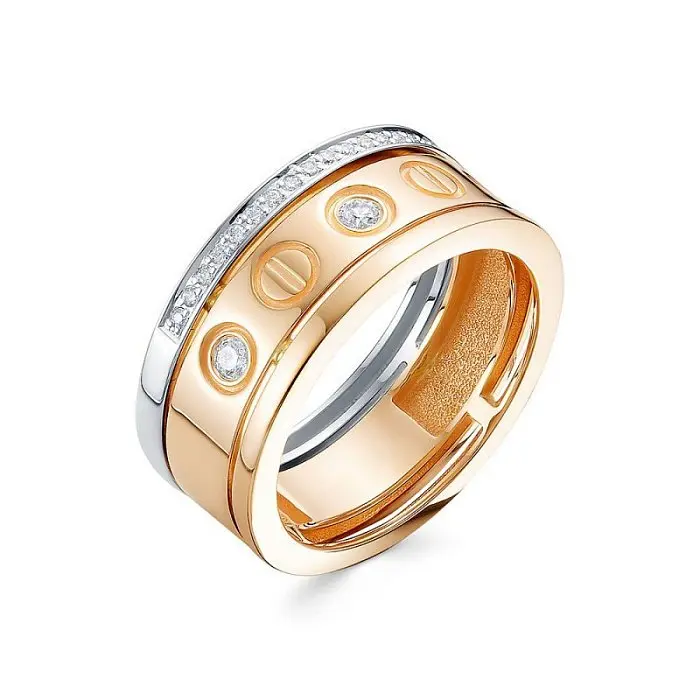 Кольцо декоративное из комбинированного золота