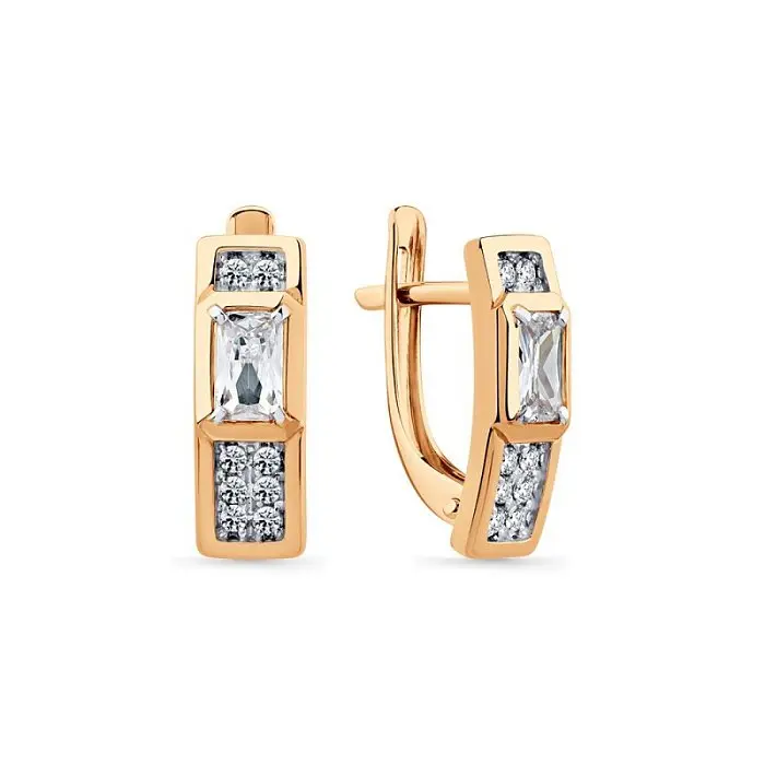 Серьги с английским замком из красного золота