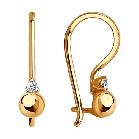 Серьги детские из красного золота