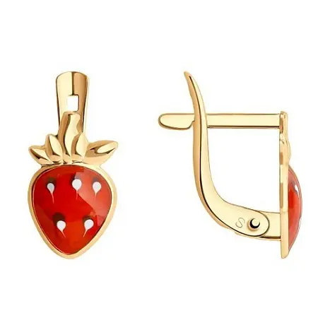 Серьги детские из красного золота