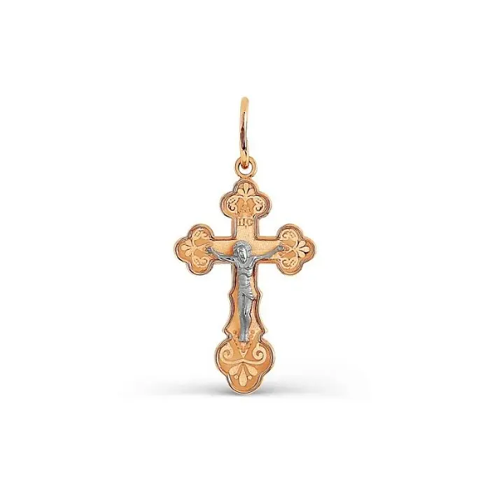 Подвеска крест из красного золота