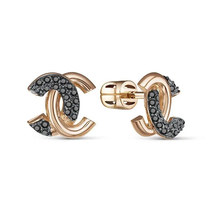 Серьги пуссеты из красного золота