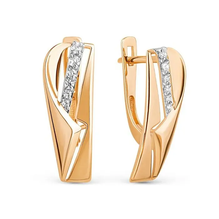 Серьги с английским замком из красного золота