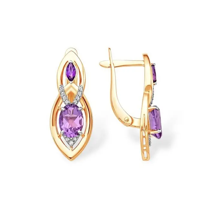 Серьги с английским замком из красного золота