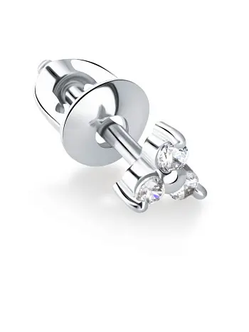 Серьги одиночные из серебра с фианитами