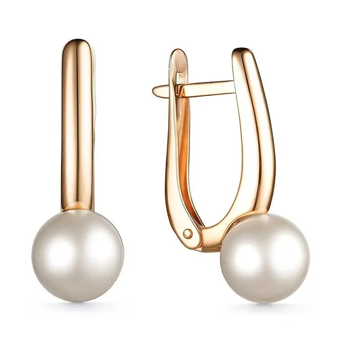 Серьги с английским замком из красного золота