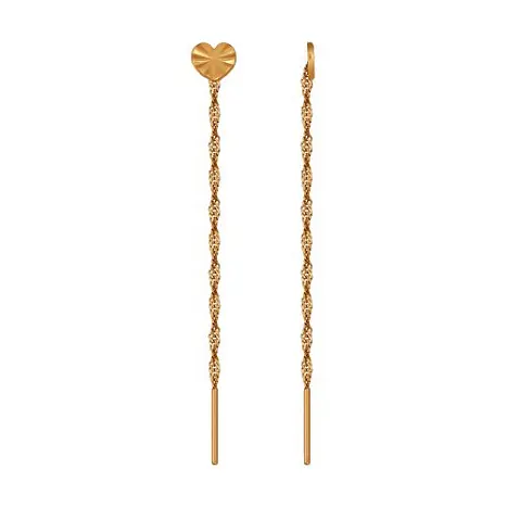 Серьги цепочки из красного золота