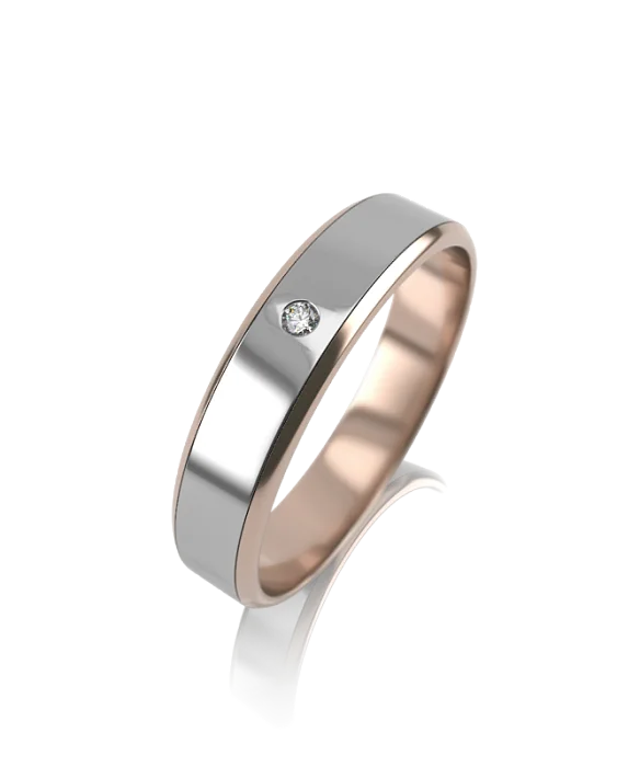 Кольцо обручальное из комбинированного золота вид 1