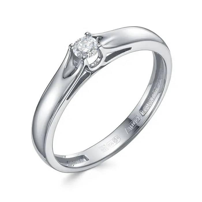 Кольцо помолвочное из белого золота