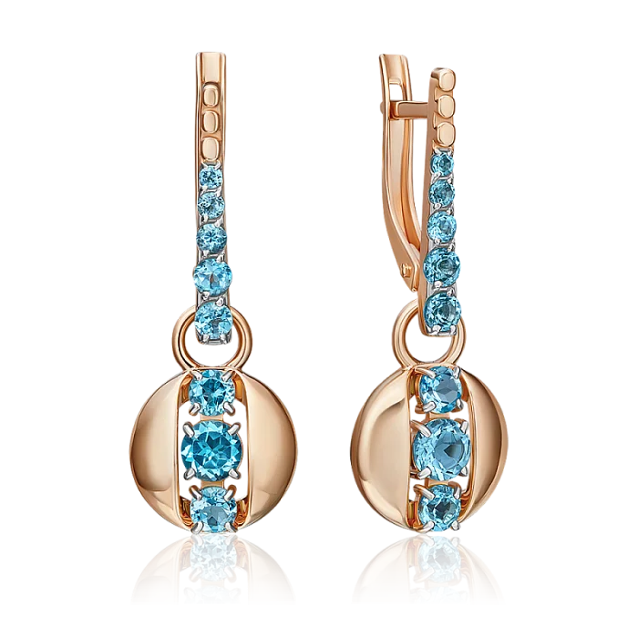 Серьги подвесные из красного золота