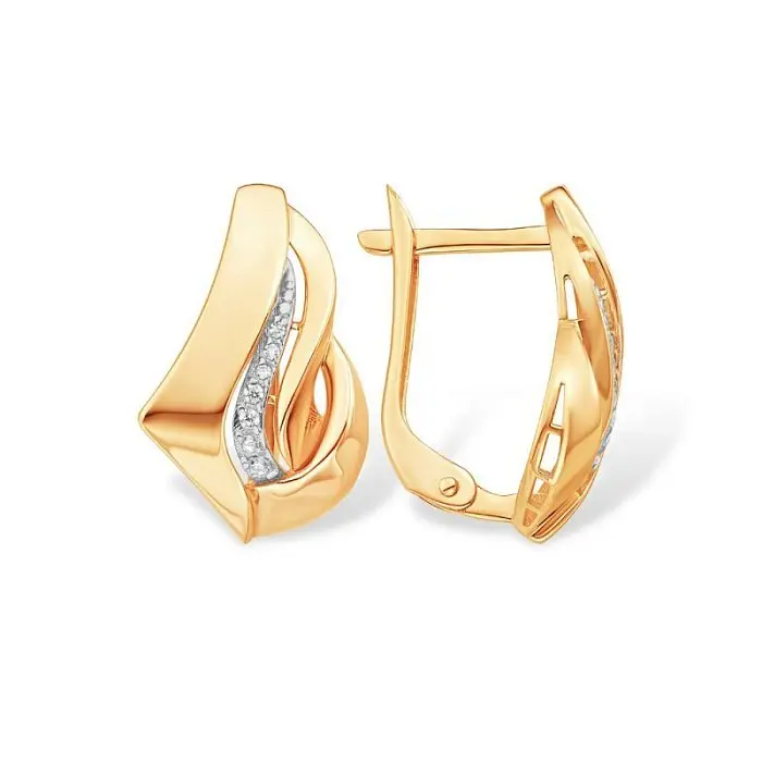 Серьги с английским замком из красного золота