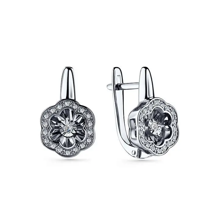 Серьги с английским замком из белого золота