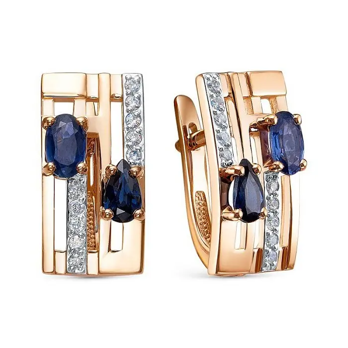 Серьги с английским замком из красного золота