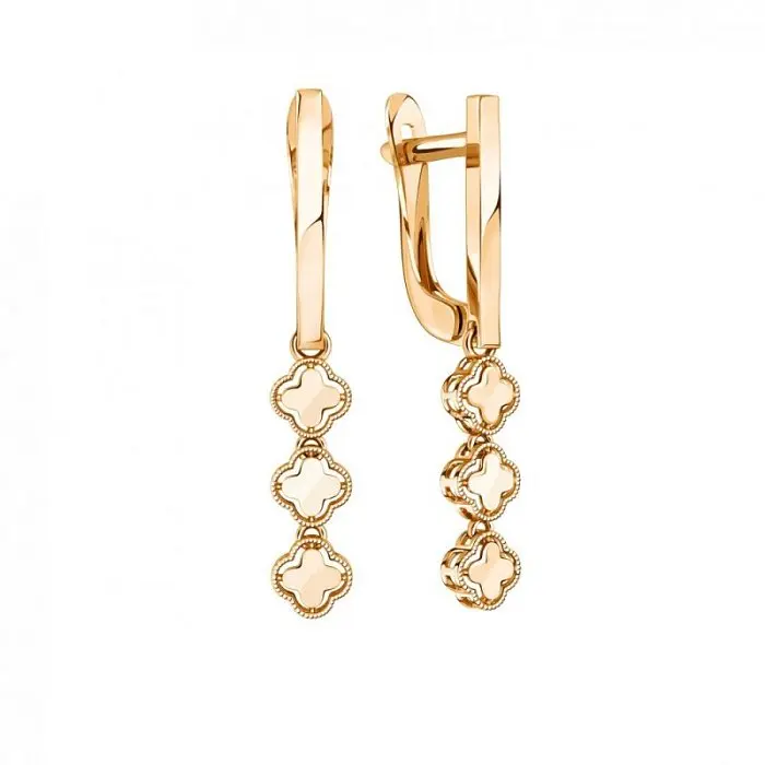 Серьги подвесные из красного золота