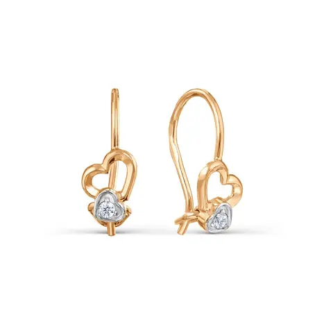 Серьги детские из комбинированного золота