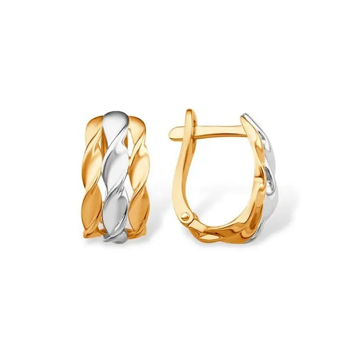 Серьги с английским замком из комбинированного золота