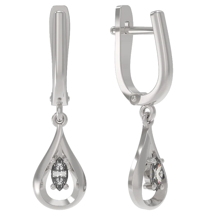 Серьги подвесные из серебра